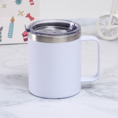 Picture of 304 coated hot and cold stainless steel drinking cup, anti-fall, anti-scalding, large-capacity mug, office cup, 500ml(White)