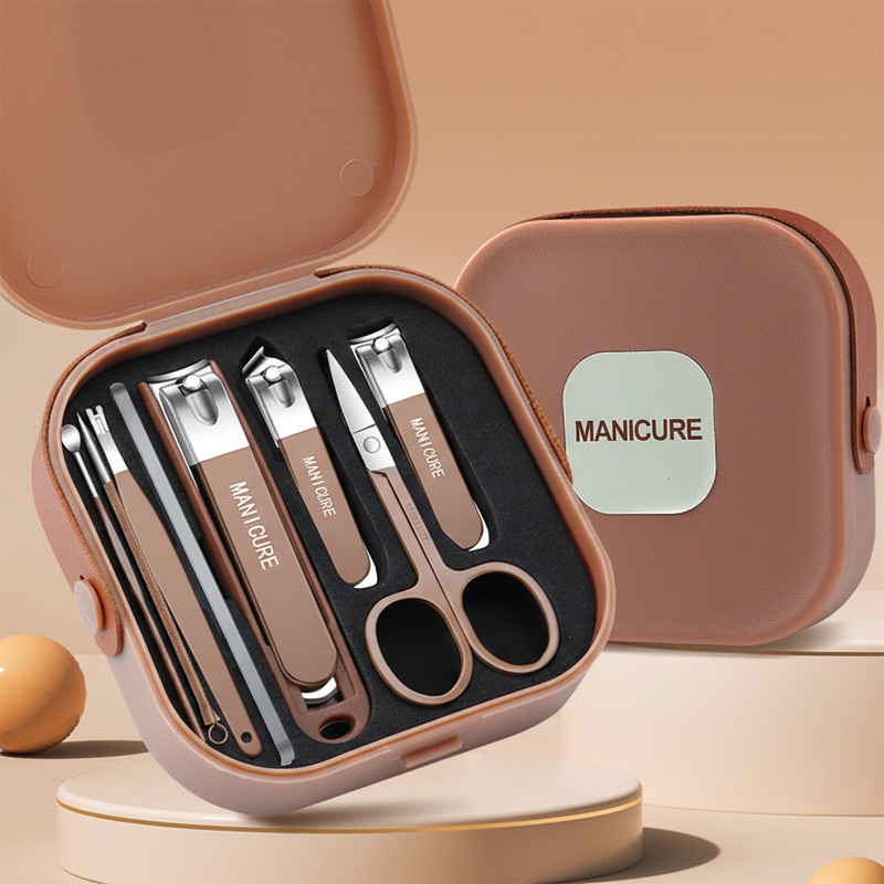 Picture of Stainless Steel Nail Scissors Manicure Tools Nail Clipper Set Pedicure Care Cuticle Nipper Travel Kit Nail Art(8 pcs set)