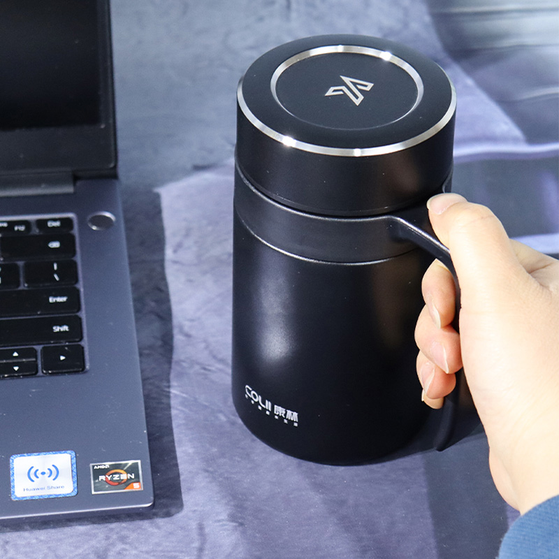 Picture of 304 coated hot and cold stainless steel drinking cup, anti-fall, anti-scalding, large-capacity mug, office cup, 500ml(316 coated ash)