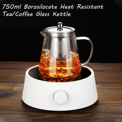 Picture of New Borosilicate Glass Teapot, Loose Leaf Tea Kettle, 750 ml Borosilicate Glass Heat Resistant Clear Leaf Teapot with Infuser Strainer for Microwavable and Stovetop Safe(750ml glass tea pot)