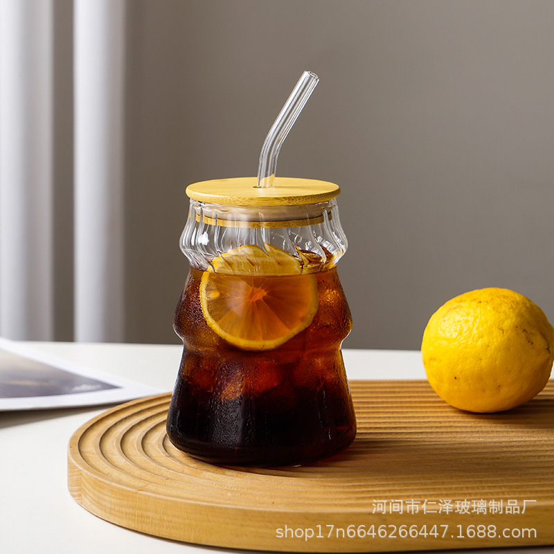 Picture of New 540ml Glass cup new high borosilicate coffee cup glass water cup cold drink cola beverage cup milk tea milk single layer cup(480ml multicolor 1p)