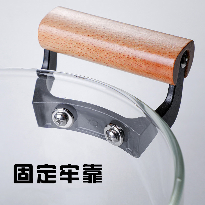 Picture of High Temperature Resistant Transparent Lid With Wooden Handle Stock Pot With Large Capacity Open Flame Heating Glass Double Ear(3.5  litter)