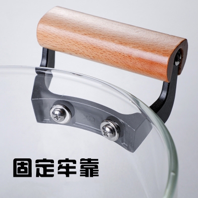 Picture of High Temperature Resistant Transparent Lid With Wooden Handle Stock Pot With Large Capacity Open Flame Heating Glass Double Ear(3.5  litter)