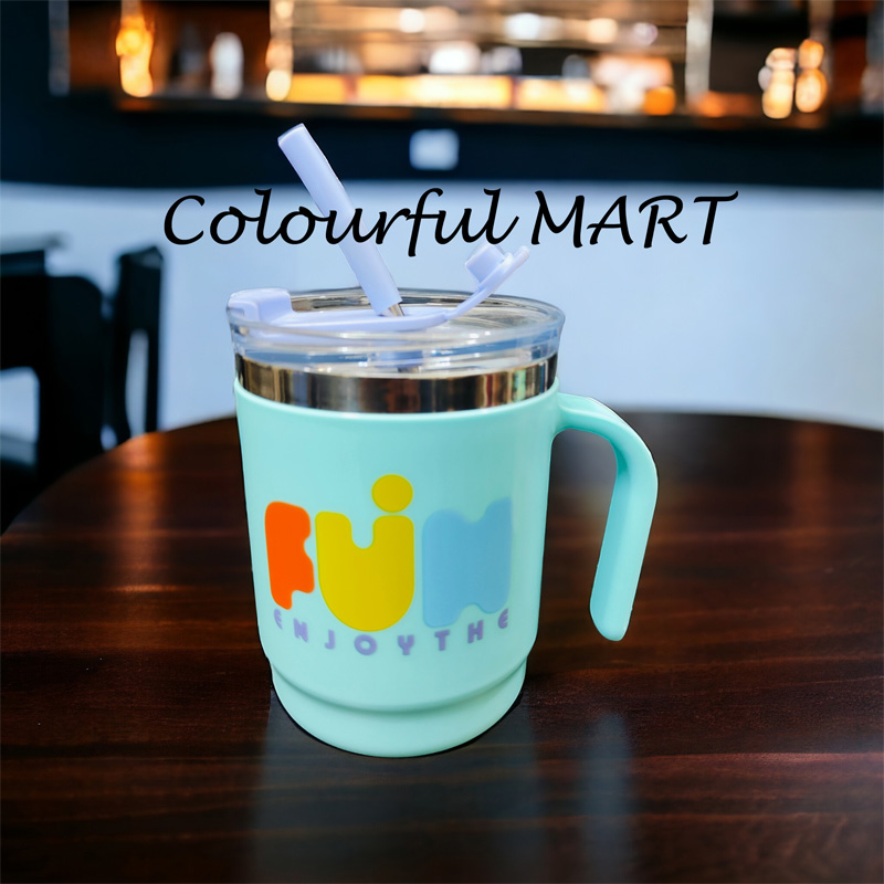 Picture of 304 coated hot and cold stainless steel drinking cup, anti-fall, anti-scalding, large-capacity mug, office cup, 500ml(printed straw mug 1p)