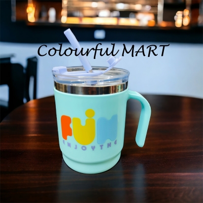 Picture of 304 coated hot and cold stainless steel drinking cup, anti-fall, anti-scalding, large-capacity mug, office cup, 500ml(printed straw mug 1p)