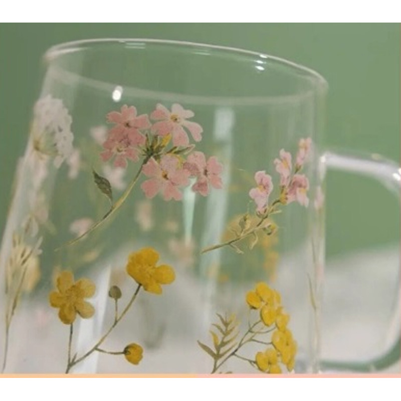 Picture of 520ml Heat-resistant thickened  glass cup with simple large-capacity drinking cup tea cup household transparent cup men and women tea 4pcs  set(borosilicate mug 1pc)