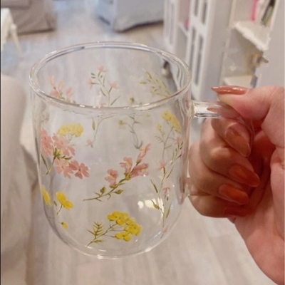 Picture of new 520ml Heat-resistant thickened  glass cup with simple large-capacity drinking cup 4pcs  set(520ml 1 pcs)