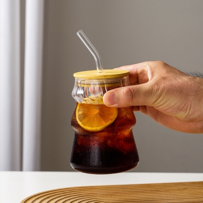 Picture of New 540ml Glass cup new high borosilicate coffee cup glass water cup cold drink cola beverage cup milk tea milk single layer cup(480ml multicolor 1p)