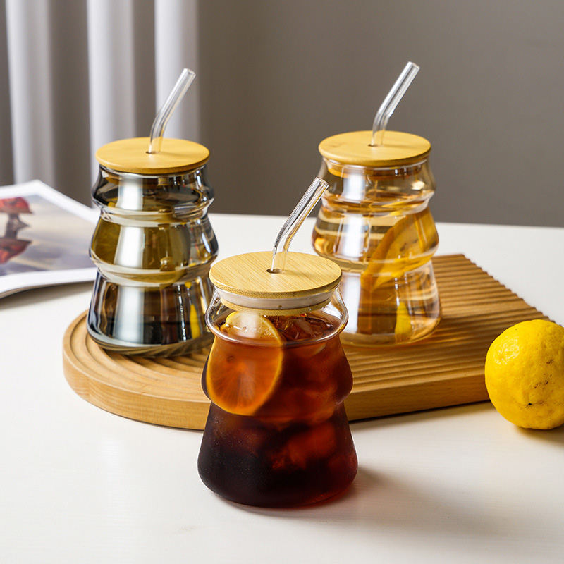 Picture of 540ml Glass cup new high borosilicate coffee cup glass water cup cold drink cola beverage cup milk tea milk single layer cup(480ml 1ps multicolor)