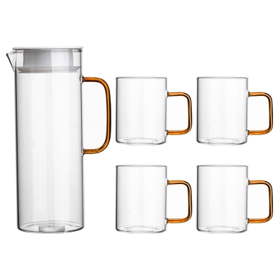 Picture of NEW 5 Pcs Borosilicate Glass Jug & Mug Set  high quality(multicolour,1L-2L)