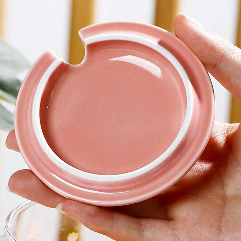 Picture of Creative transparent pot belly cup Japanese flower scale tea cup mug with lid and spoon high borosilicate milk coffee cup - Coffee Mug, WATER MUG(1 pcs rainbow design)