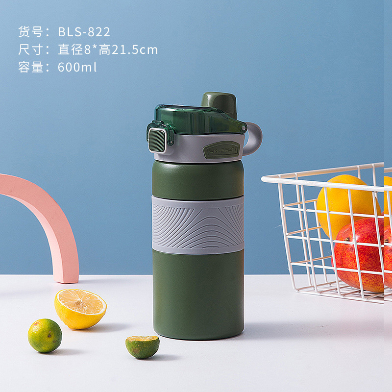 Picture of New 600ml 316 coated Double Stainless Steel Sport Thermos Mug With Straw Portable Vacuum Flask Travel Thermal Water Bottle Thermocup(Multicolor 1 pcs)