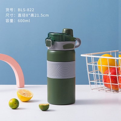 Picture of New 600ml 316 coated Double Stainless Steel Sport Thermos Mug With Straw Portable Vacuum Flask Travel Thermal Water Bottle Thermocup(Multicolor 1 pcs)