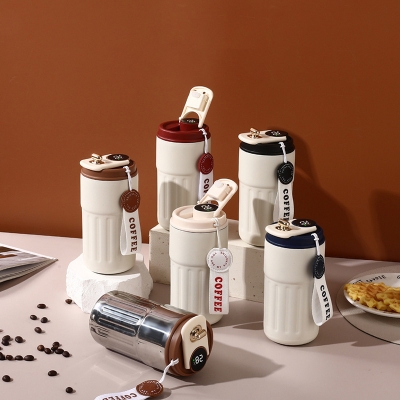 Picture of temperature display coffee/juice hot and cold 450ml stainless steel thermos with strap(multicolour 1pcs)