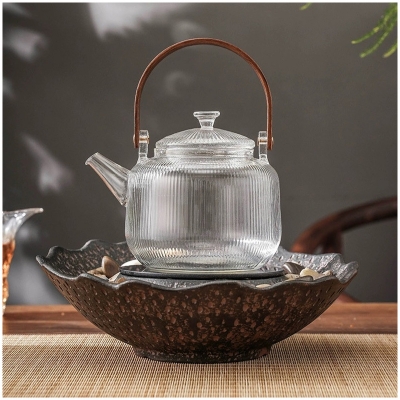 Picture of New Borosilicate Glass Teapot, Loose Leaf Tea Kettle, 750 ml Borosilicate Glass Heat Resistant Clear Leaf Teapot with Infuser Strainer for Microwavable and Stovetop Safe(800ml glass tea pot)