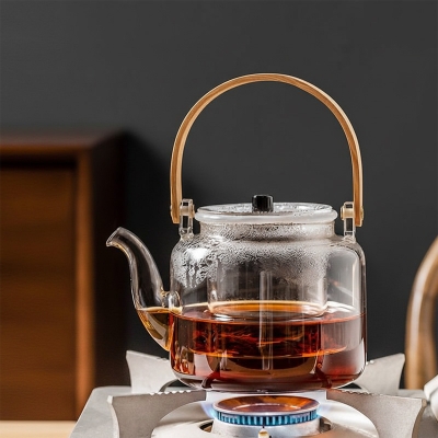 Picture of New Borosilicate Glass Teapot, Loose Leaf Tea Kettle, 750 ml Borosilicate Glass Heat Resistant Clear Leaf Teapot with Infuser Strainer for Microwavable and Stovetop Safe(1000ml glass tea pot)