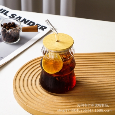 Picture of 540ml Glass cup new high borosilicate coffee cup glass water cup cold drink cola beverage cup milk tea milk single layer cup(480ml 1ps multicolor)