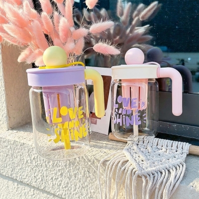 Picture of 540ml Glass cup new high borosilicate coffee cup glass water cup cold drink cola beverage cup milk tea milk single layer cup(650ml juice pot 1p)