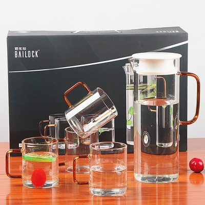 Picture of NEW 5 Pcs Borosilicate Glass Jug & Mug Set  high quality(multicolour,1L-2L)