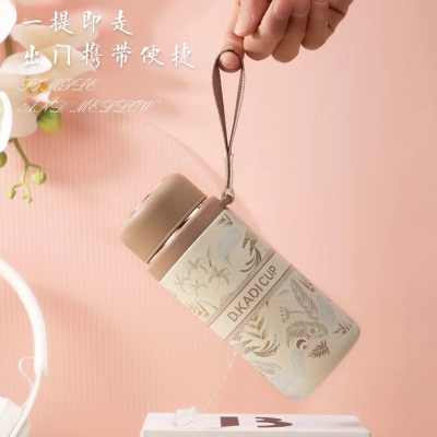 Picture of Customized 316 stainless steel 3d printed mini sling portable handle thermos cup water bottle(light purple)