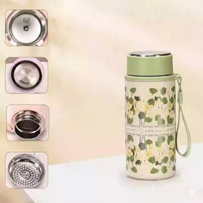 Picture of Customized 316 stainless steel 3d printed mini sling portable handle thermos cup water bottle(Green)