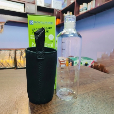 Picture of 1500ML/1000ML glass Water Bottle with Time Marker Creative Large Capacity Leakproof lock system Drink Bottle(1000ml new shape)