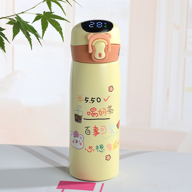 Picture of Cartoon Intelligent Insulation Cup Temperature Display Bouncing Straw Cup Portable Vacuum Gift Cups for Boys and Girls and child(randomly 1pcs)