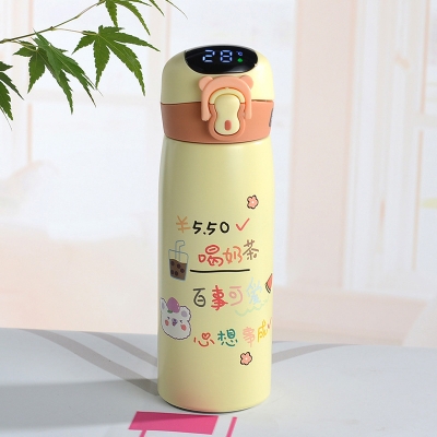 Picture of Cartoon Intelligent Insulation Cup Temperature Display Bouncing Straw Cup Portable Vacuum Gift Cups for Boys and Girls and child(randomly 1pcs)