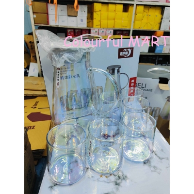 Picture of 6pcs cup 1 pcs jug BOROSILICATE TUMBLER AND PITCHER 7 pcs SET(7pcs jug set rainbow)