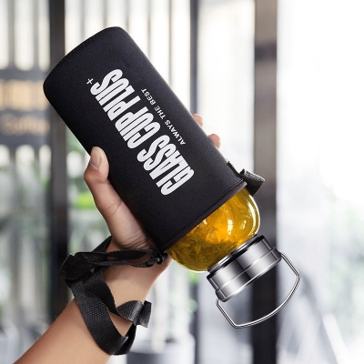 Picture of New 1000ml glass Water Bottle with Time Marker Creative Large Capacity Leakproof Drink Bottle(1000 ml glass bottle)