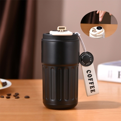 Picture of New  thermos cup high-looking stainless steel coffee cup, accompanying double drinking cup, portable student cup(full black body)
