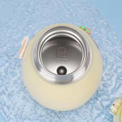 Picture of Big Belly Children's Thermos Cup Women's Good-looking Simple Cute Creative Portable 304 Children's Cup Gift with sticker(green)