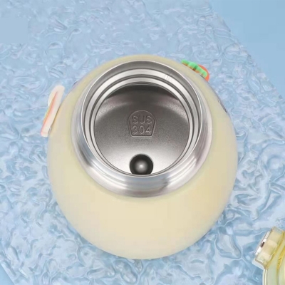 Picture of Big Belly Children's Thermos Cup Women's Good-looking Simple Cute Creative Portable 304 Children's Cup Gift with sticker(purple)