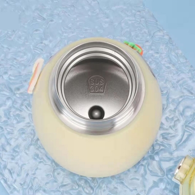 Picture of Big Belly Children's Thermos Cup Women's Good-looking Simple Cute Creative Portable 304 Children's Cup Gift with sticker(yellow)