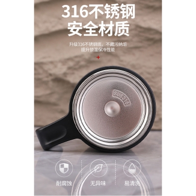 Picture of 304 coated hot and cold stainless steel drinking cup, anti-fall, anti-scalding, large-capacity mug, office cup, 500ml(316 coated black)