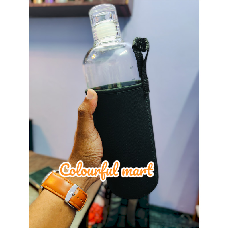 Picture of glass Water Bottle with Time Marker Creative Large Capacity Leakproof Drink Bottle(1000ml new shape)