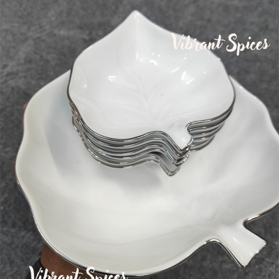 Picture of leaf design 7 Pcs Sweet Bowl Set Including Serving Dish , Oven Proof porcelain Ceramic Porcelain Snack Bowl Set,Ceramic Firni Set & bati, Soup & Firni Bati(new 7pcs pan pata design)