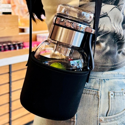 Picture of portable large-capacity single-layer sports glass high borosilicate material outdoor water cup(800ml new)