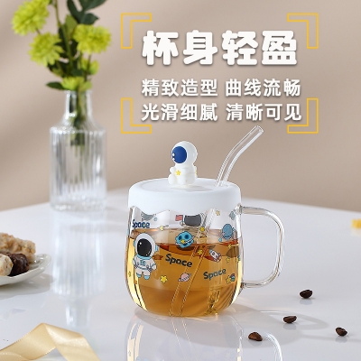 Picture of 1/2 pcs Creative cartoon printed milk cup hot high borosilicate glass large capacity graduated cup colorful glass set(cartoon mug new 1 pcs 500ml)