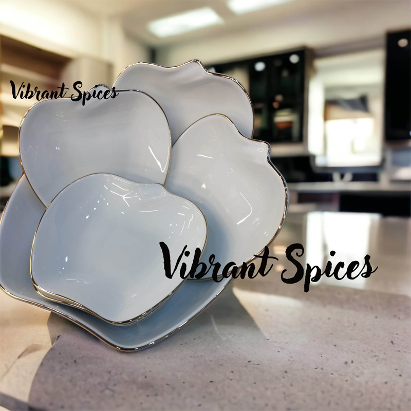 Picture of Apple design  7 Pcs Sweet Bowl Set Including Serving Dish , Oven Proof porcelain Ceramic Porcelain Snack Bowl Set,Ceramic Firni Set & bati, Soup & Firni Bati(7pcs set akij ceramic)