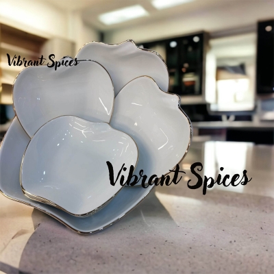 Picture of Apple design  7 Pcs Sweet Bowl Set Including Serving Dish , Oven Proof porcelain Ceramic Porcelain Snack Bowl Set,Ceramic Firni Set & bati, Soup & Firni Bati(7pcs set akij ceramic)