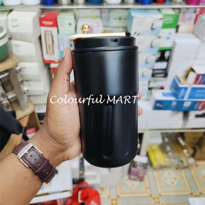 Picture of New  thermos cup high-looking stainless steel coffee cup, accompanying double drinking cup, portable student cup(full black body)