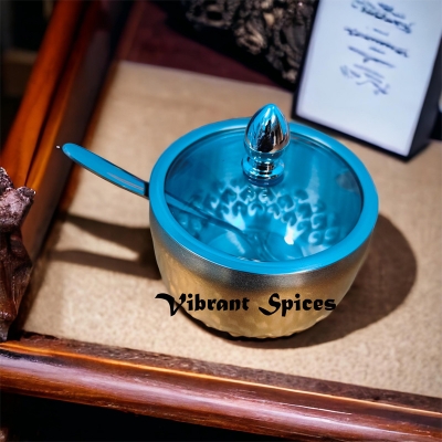 Picture of Kitchen Stainless Steel Seasoning Condiment Pot Lovely Design Spice Salt Sugar Container Pepper Jar Tool with glass Lid(multicolour 1 pcs)