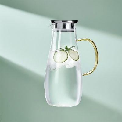 Picture of 1 pcs BOROSILICATE PITCHER, GPH28HA, 1900 ML golden Heat resistant(white clear 2 litter,1.800)