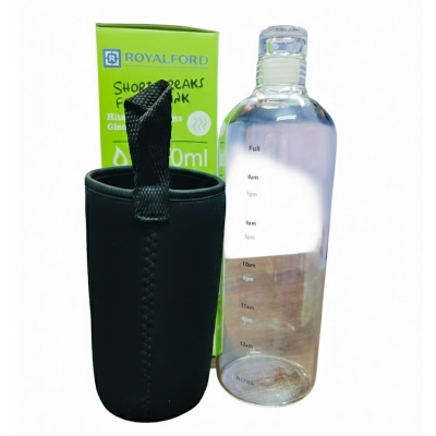 Picture of glass Water Bottle with Time Marker Creative Large Capacity Leakproof Drink Bottle FOR ALL(1000ml new shape)