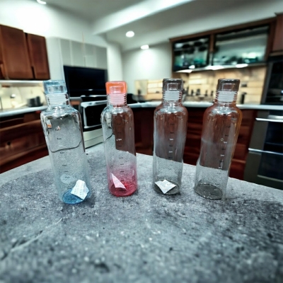 Picture of glass Water Bottle with Time Marker Creative Large Capacity Leakproof Drink Bottle FOR ALL(1 pcs 500ml clear with cover)