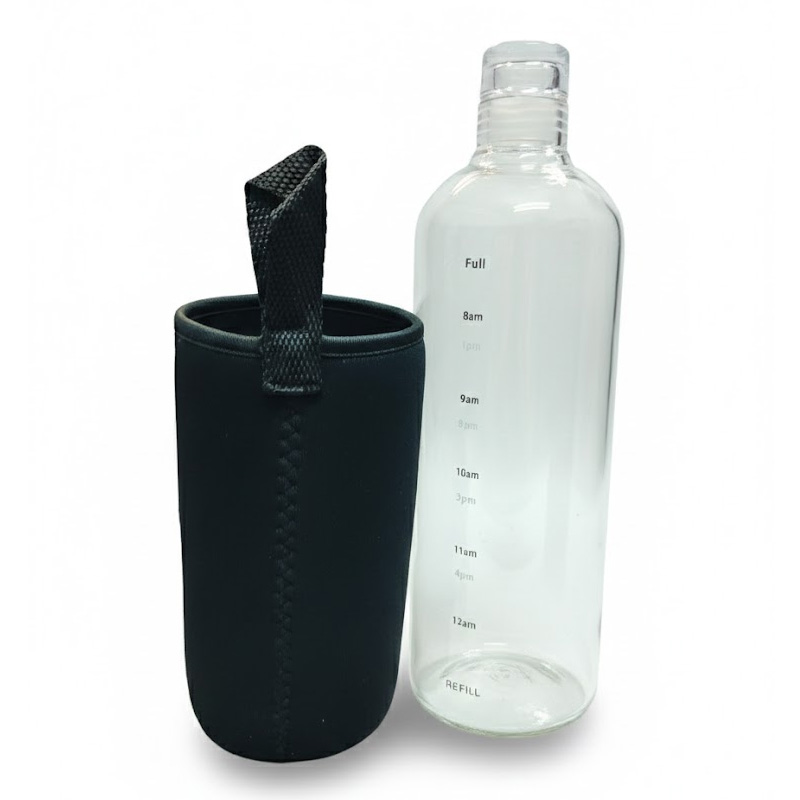 Picture of New 1000ml glass Water Bottle with Time Marker Creative Large Capacity Leakproof Drink Bottle(1000ml new shape)