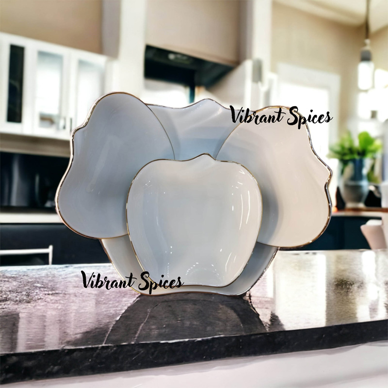 Picture of Apple design  7 Pcs Sweet Bowl Set Including Serving Dish , Oven Proof porcelain Ceramic Porcelain Snack Bowl Set,Ceramic Firni Set & bati, Soup & Firni Bati(7pcs set akij ceramic)