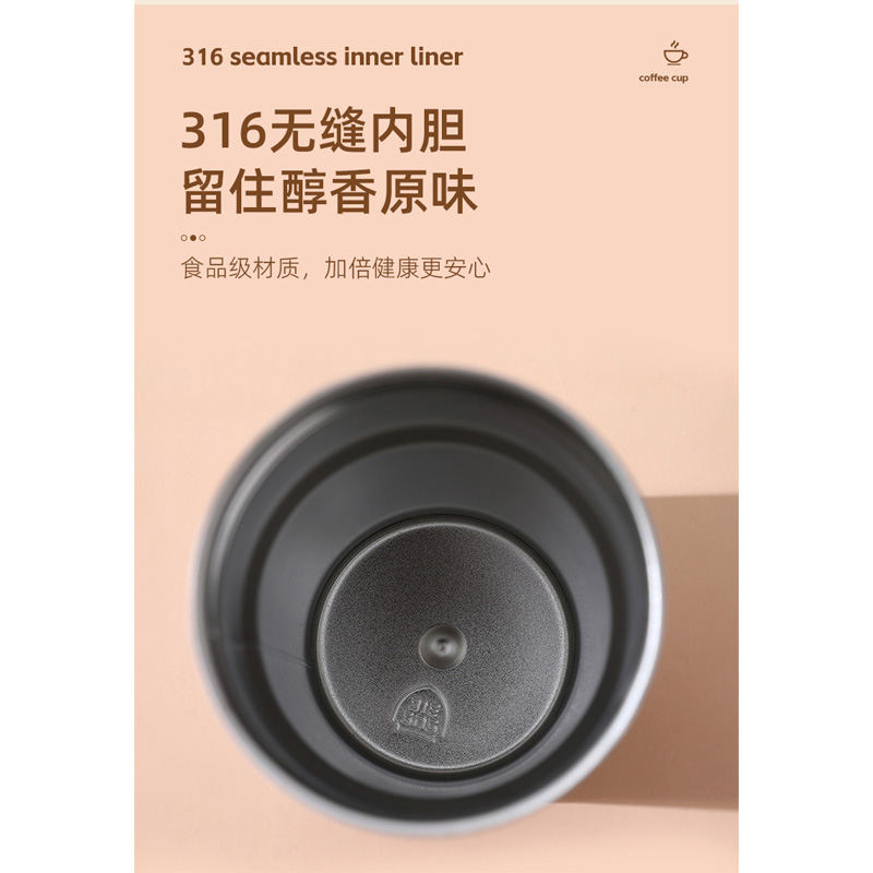 Picture of New  thermos cup high-looking stainless steel coffee cup, accompanying double drinking cup, portable student cup(white body blue lid)