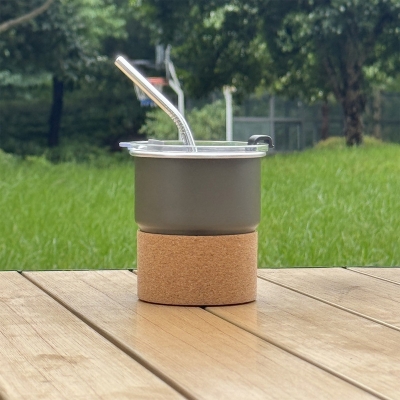 Picture of American ins style double layer stainless steel coffee cup insulated cup straw cup home office men and women portable cup bottle(400 ml green)
